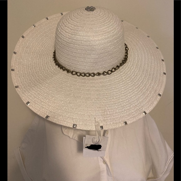 🆕🌞STUD & CHAIN STRAW FLOPPY SUN HAT🌞🆕 - Picture 8 of 16